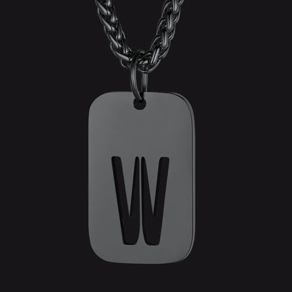 Personalized Hollow Letter Initial Dog Tag Pendant Necklace for