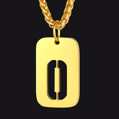 Personalized Hollow Letter Initial Dog Tag Pendant Necklace for
