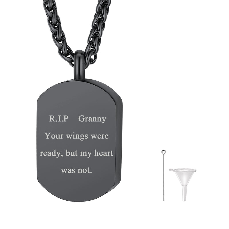 Customized Urn Dog Tag Necklace for Ashes Memorial Cremation Jewelry