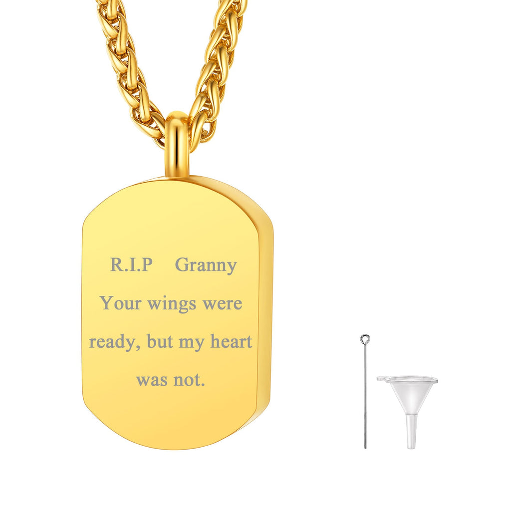 Customized Urn Dog Tag Necklace for Ashes Memorial Cremation Jewelry