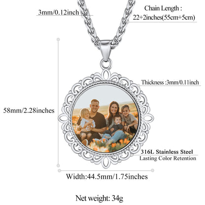 Customized Double-side Photo Pendant Memorial Necklace With Picture
