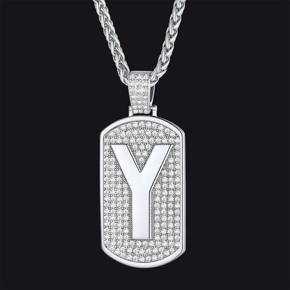 Gold Diamond Bubble Letter Initial Chain Necklace for