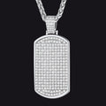 Stainless Steel Diamond Dog Tag Pendant Necklace for