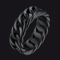 Stainelss Steel Cuban Chain Band Ring for