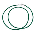 Sterling Silver 1.8mm Fine Emerald Green Leather Cord Necklace