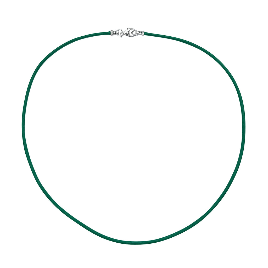 Sterling Silver 1.8mm Fine Emerald Green Leather Cord Necklace