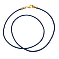 Gold Plated 1.8mm Fine Navy Blue Leather Cord Necklace
