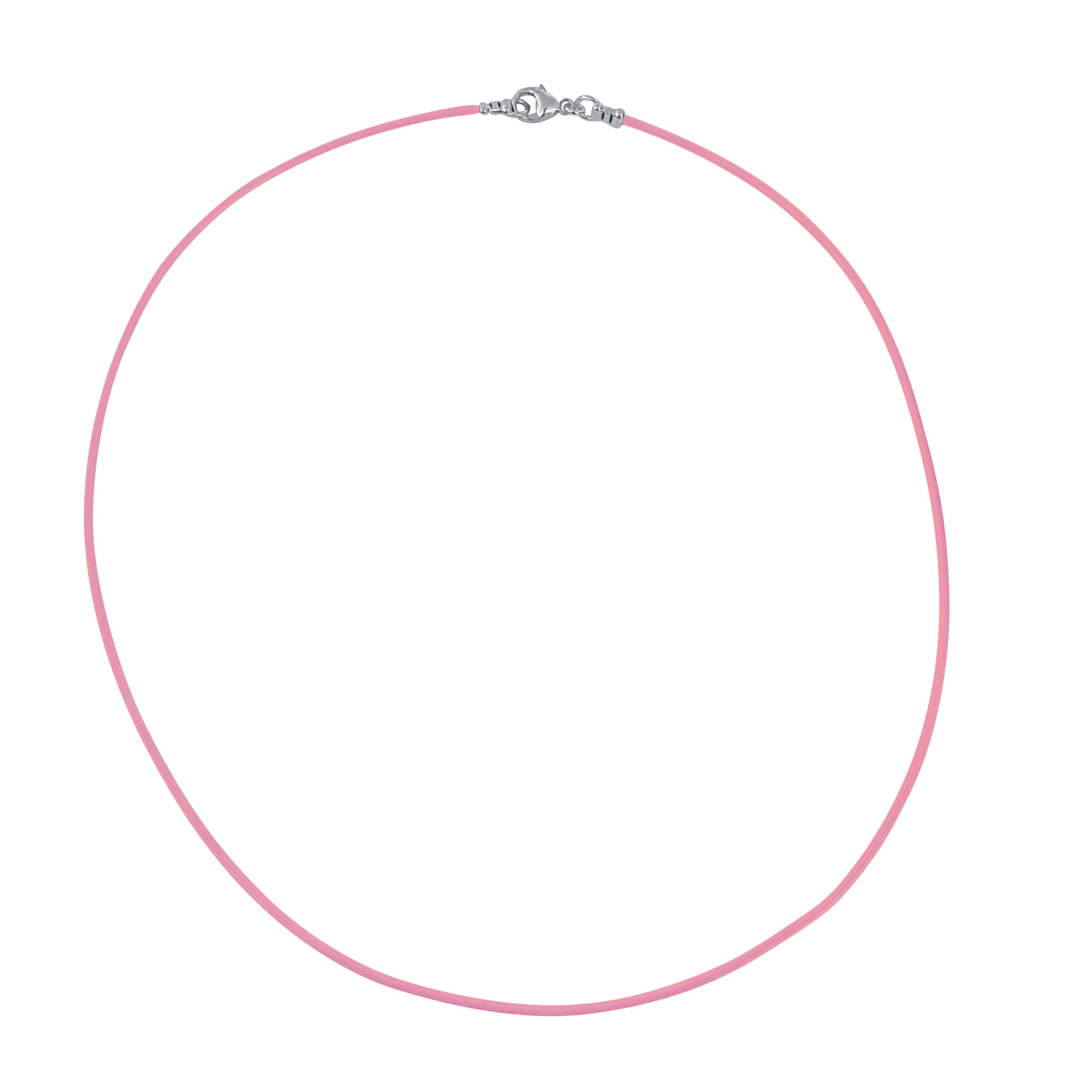 Sterling Silver 1.8mm Fine Pink Leather Cord Necklace