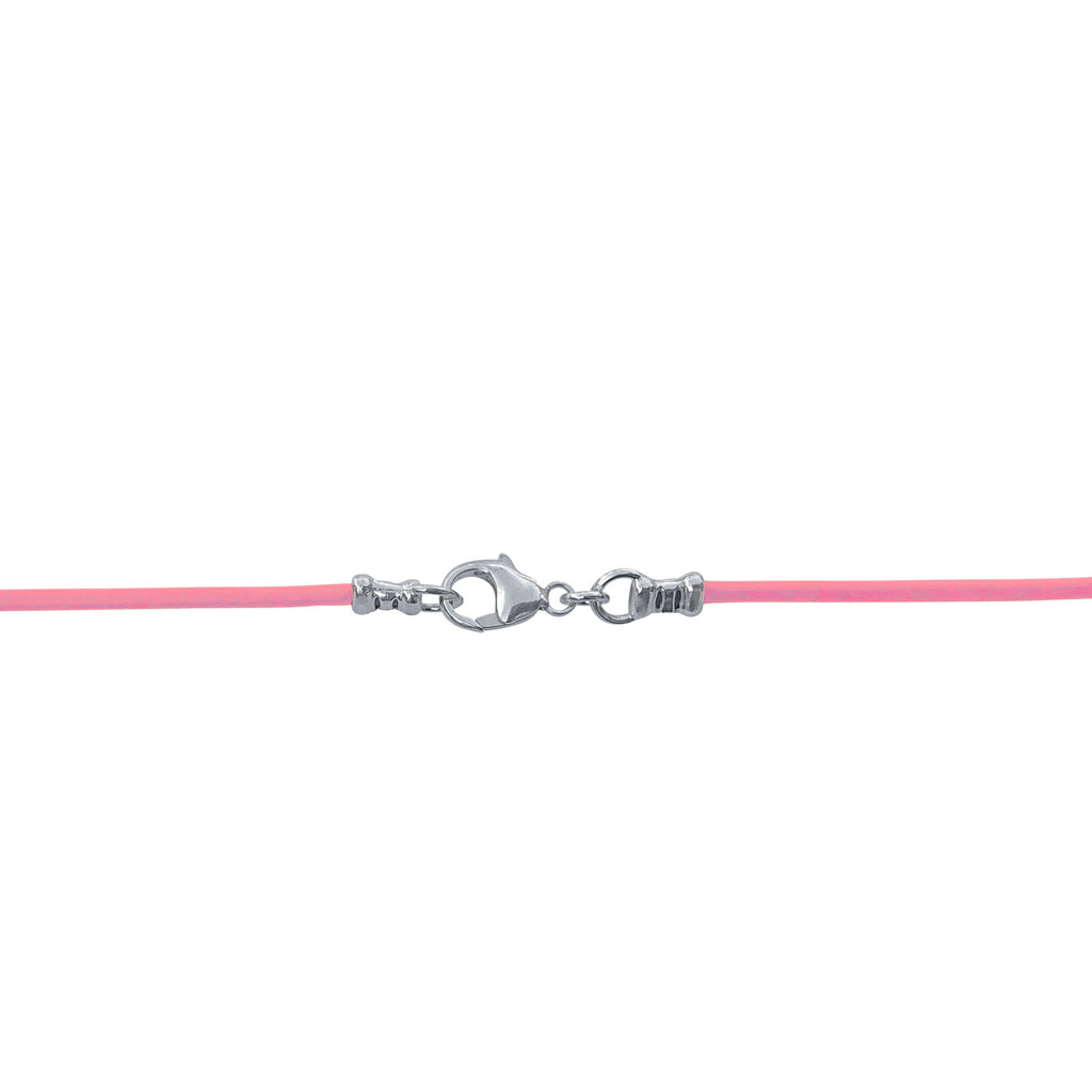 Sterling Silver 1.8mm Fine Pink Leather Cord Necklace