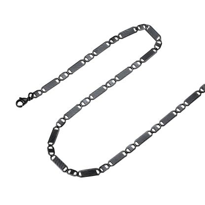 Flash Black Flat Mariner Chain Necklace for