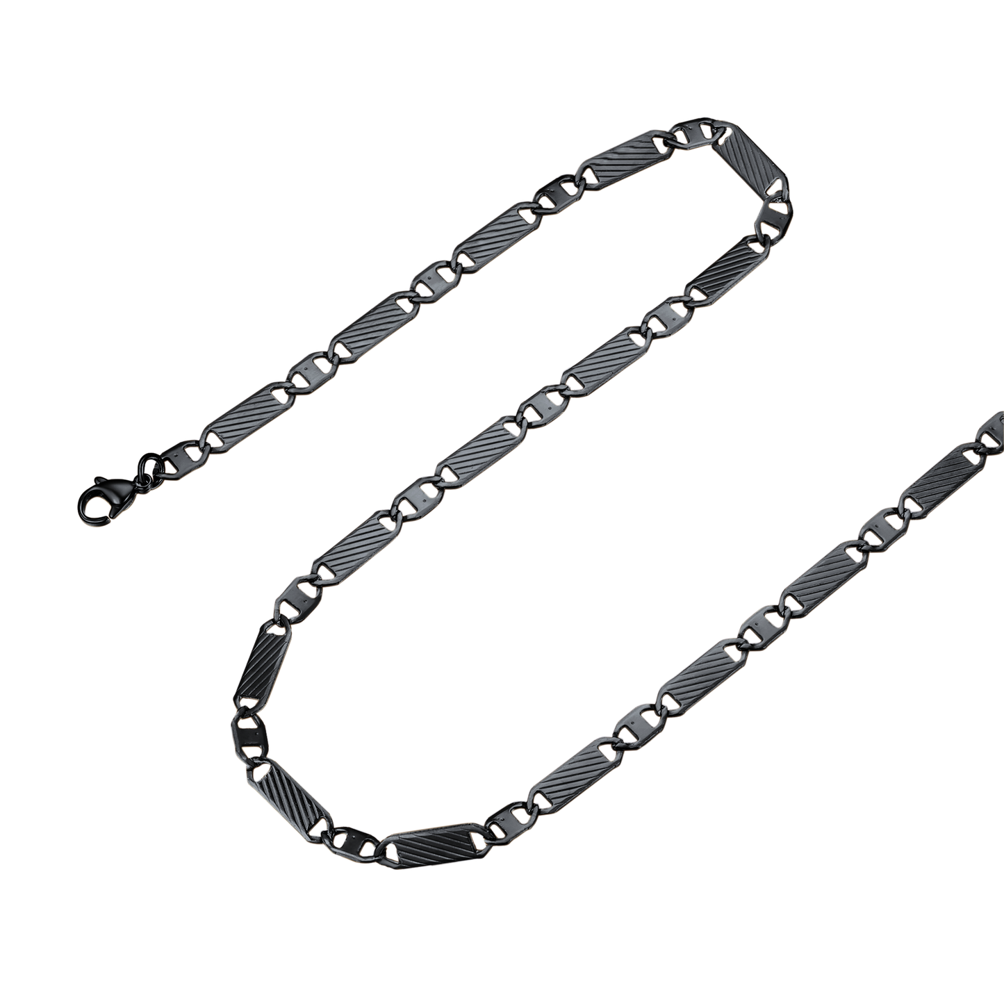Flash Black Flat Mariner Chain Necklace for