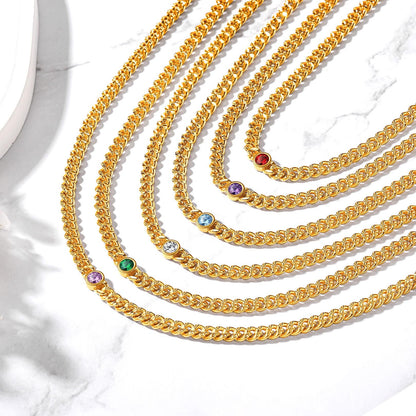 4.5mm Birthstone Gold Chain Choker Necklace for