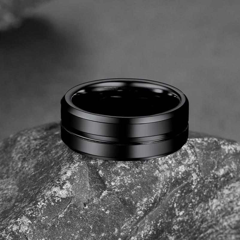 Grooved Tungsten Carbide Wedding Band Ring for 8mm