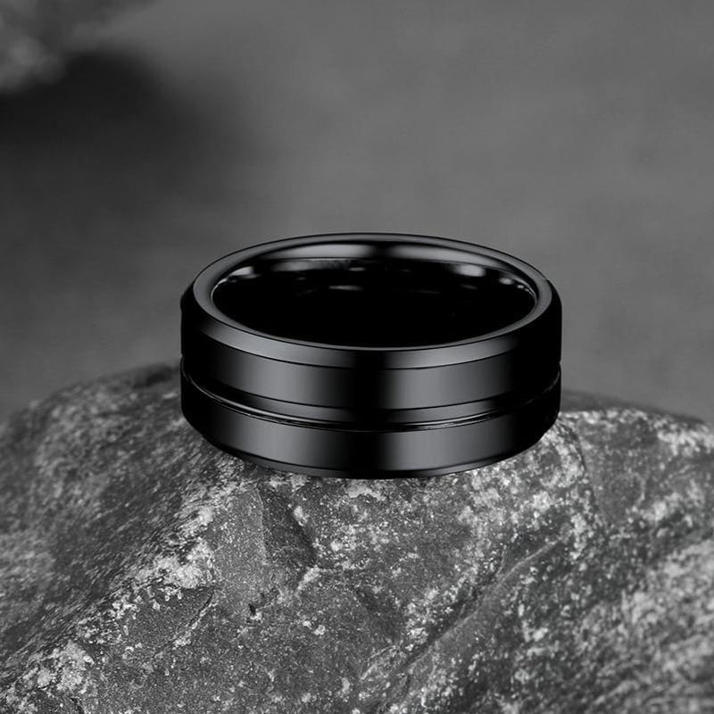 Grooved Tungsten Carbide Wedding Band Ring for 8mm