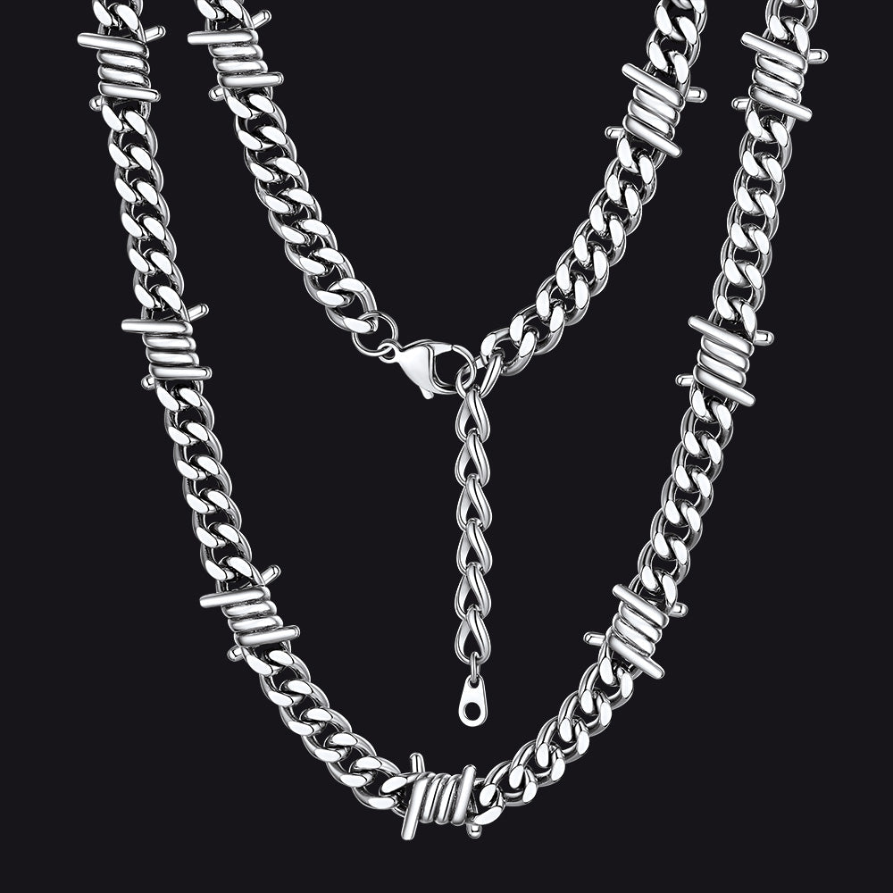To My Barbed Wire Cuban Chain Choker Necklace Gift for Him