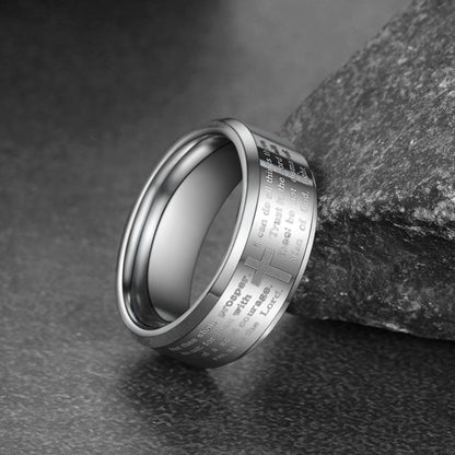 Christian Lord's Prayer Tungsten Carbide Band Ring for 8mm