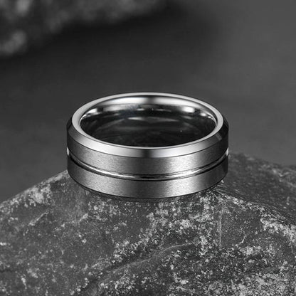Tungsten Carbide Wedding Band Ring Grooved Matte Finish Ring for 8mm