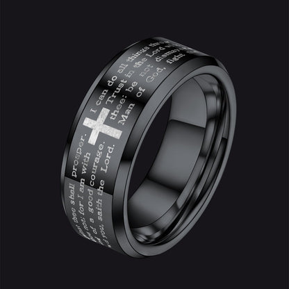Christian Lord's Prayer Tungsten Carbide Band Ring for 8mm