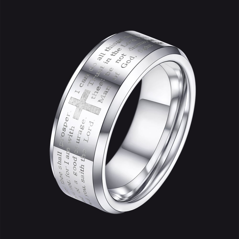 Christian Lord's Prayer Tungsten Carbide Band Ring for 8mm