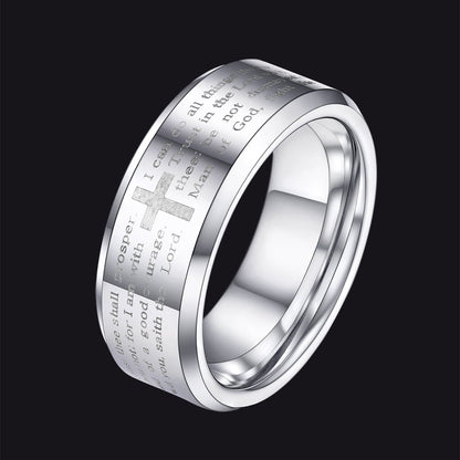 Christian Lord's Prayer Tungsten Carbide Band Ring for 8mm