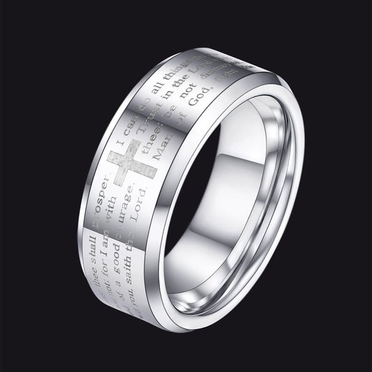 Christian Lord's Prayer Tungsten Carbide Band Ring for 8mm