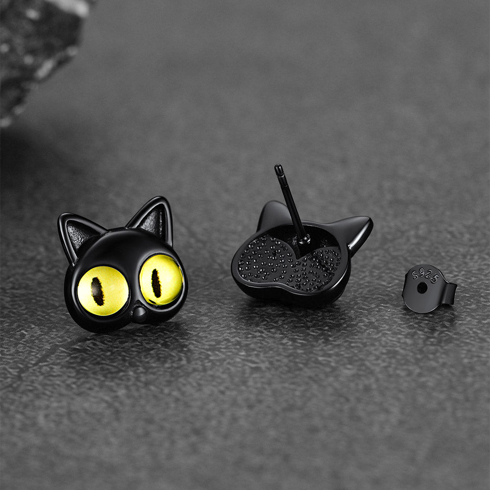 Black Cat Stud Earring for Halloween Gift