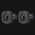 Cushion Cut Diamond Stud Earrings With Viking Runes in Sterling Silver
