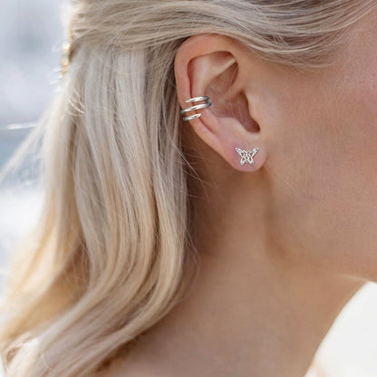 Silver Celtic Butterfly Stud Earrings for