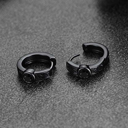 Black Onyx Celtic Knot Huggie Hoop Earrings for