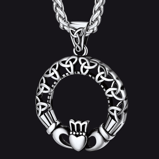 Claddage Circle Celtic Knot Pendant Necklace for /