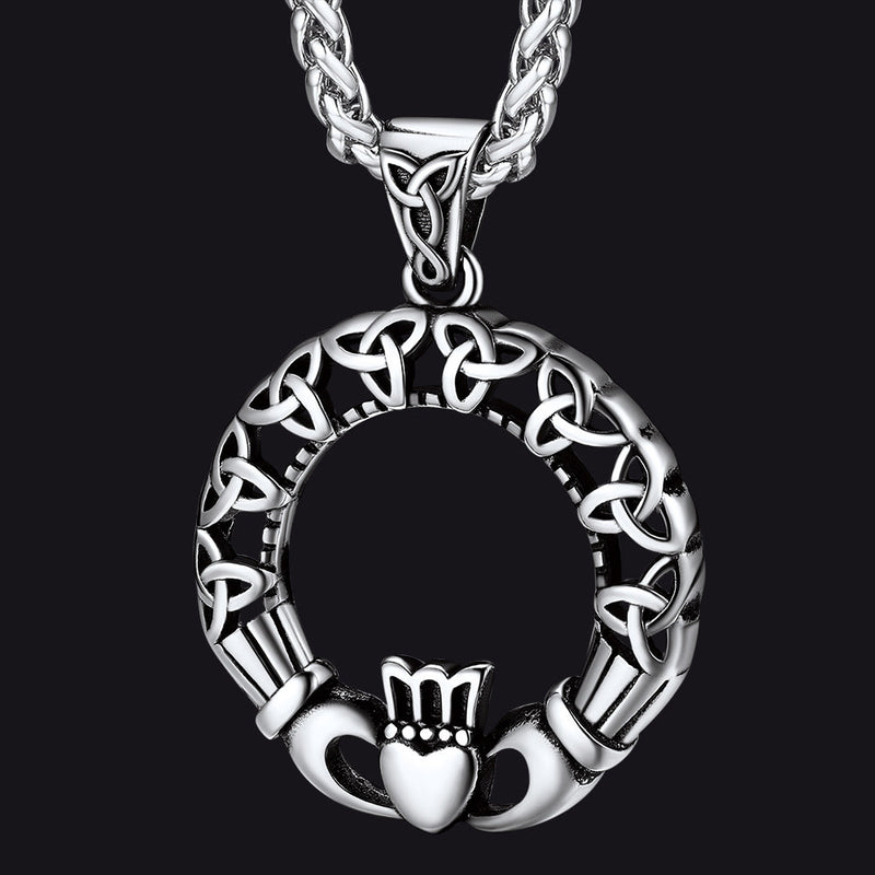 Claddage Circle Celtic Knot Pendant Necklace for /