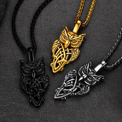 Celtic Owl Pendant Necklace Amulet Jewelry for