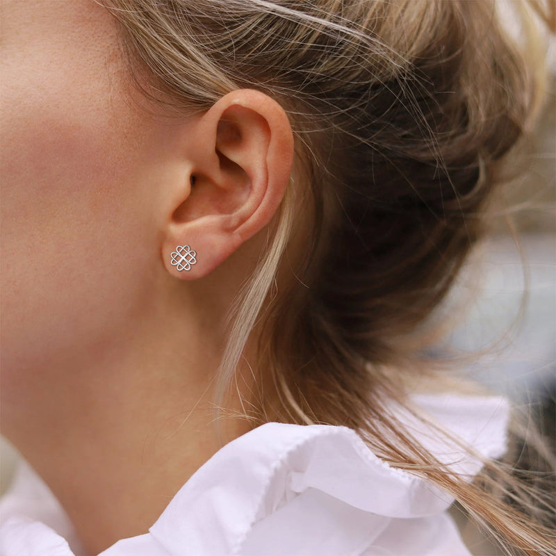 Silver Celtic Love Knot Stud Earrings for