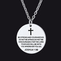 Christian Joshua 1:9 Cross Medal Necklace for