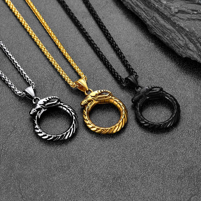 Dragon Circle Pendant Necklace for