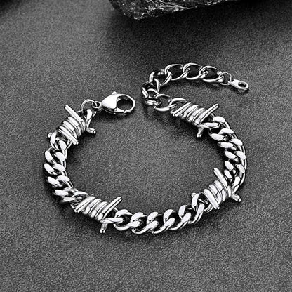 9mm Barbed Wire Cuban Chain & Bracelet Set for