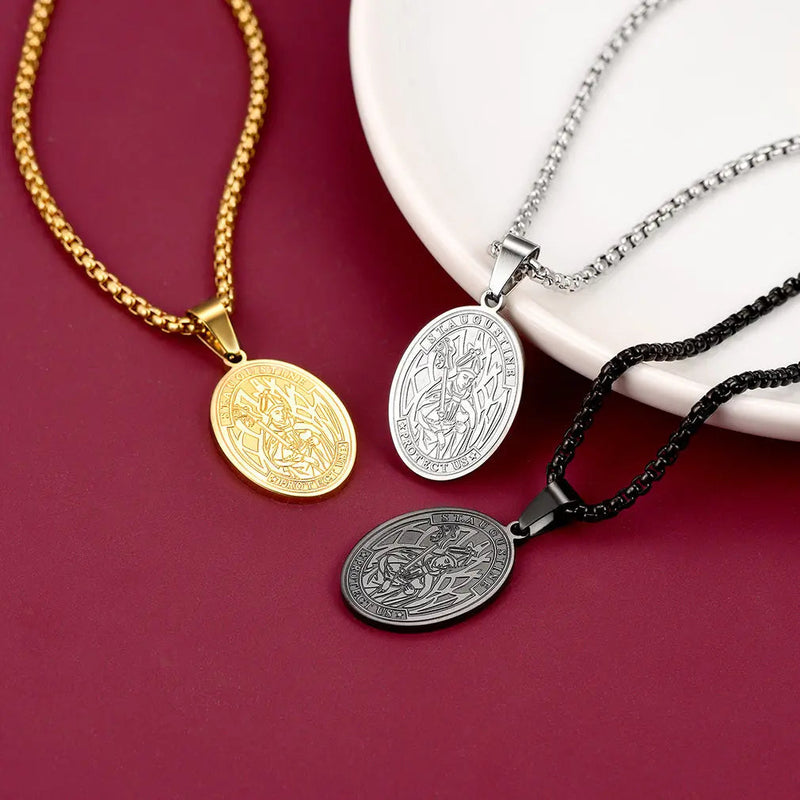 Engraved Saint Augustine Necklace Catholic Medal Necklace