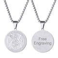Engraved Saint Augustine Necklace Saint Medal Jewelry