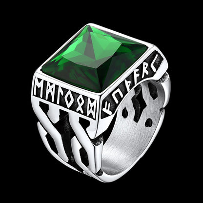Custom Celtic Gemstone Ring With Runes for