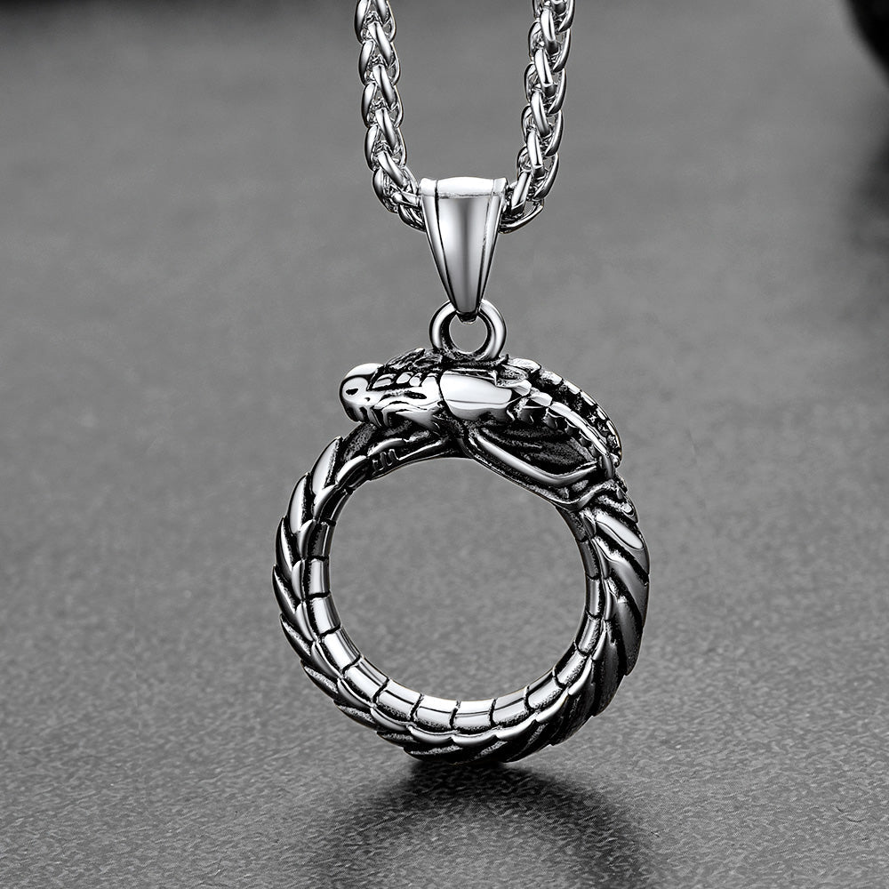 Dragon Circle Pendant Necklace for