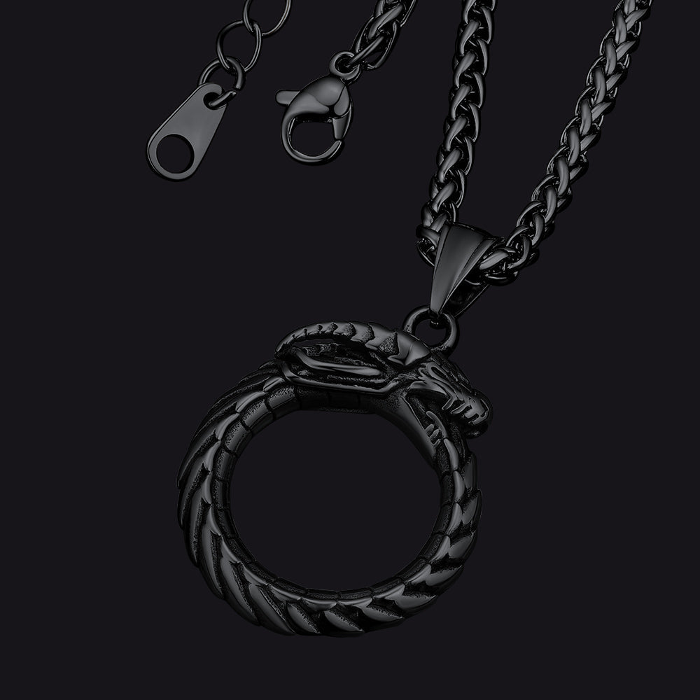 Dragon Circle Pendant Necklace for