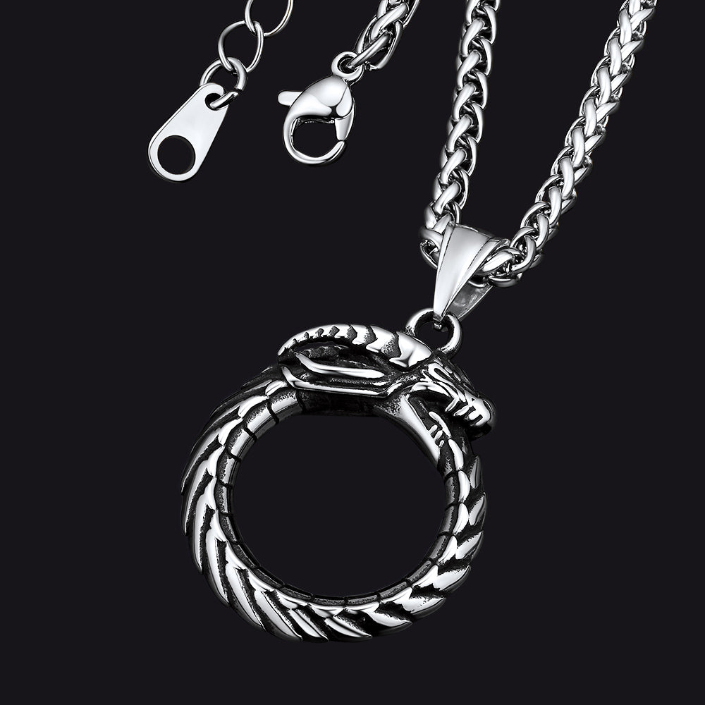 Dragon Circle Pendant Necklace for