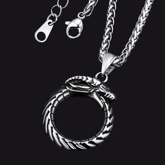 Dragon Circle Pendant Necklace for