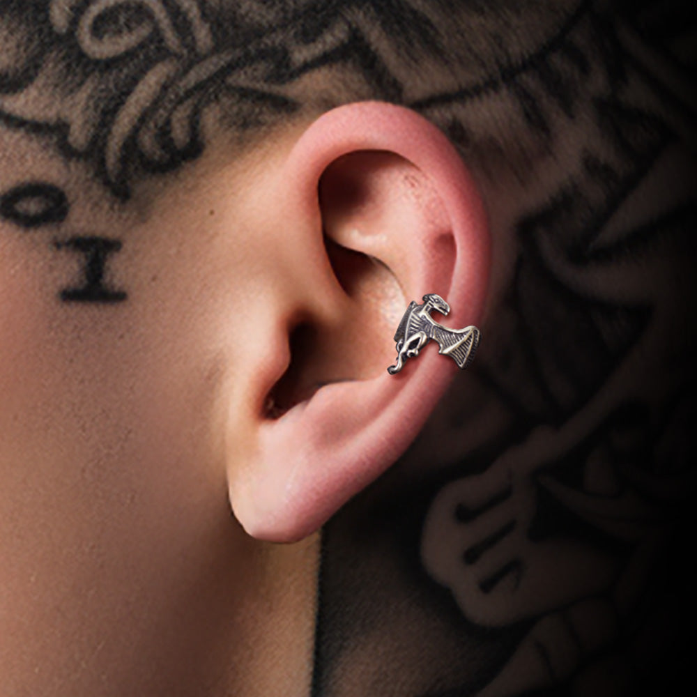 925 Sterling Silver Dragon Ear Cuff 1pc