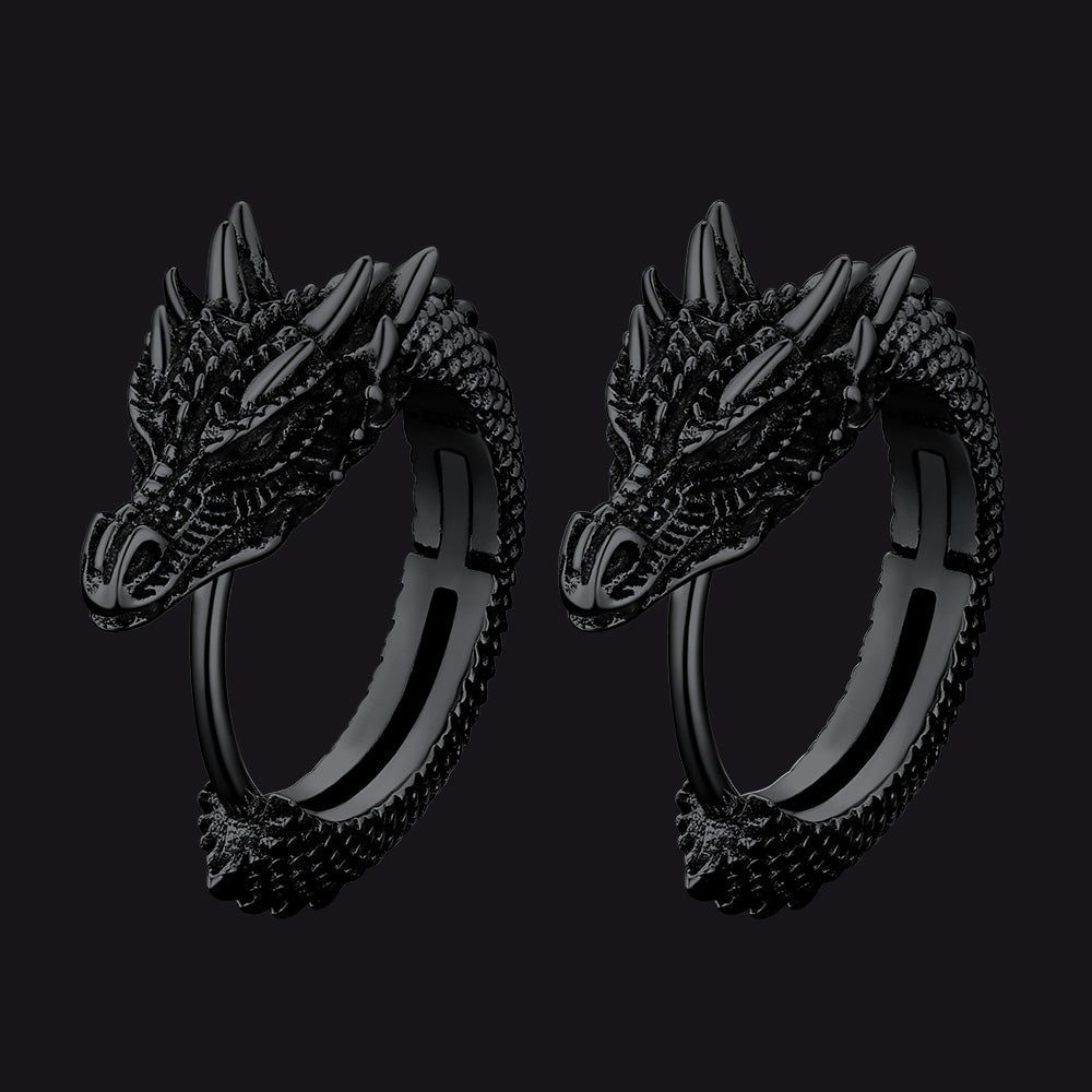 Punk Small Dragon Hoop Earrings for