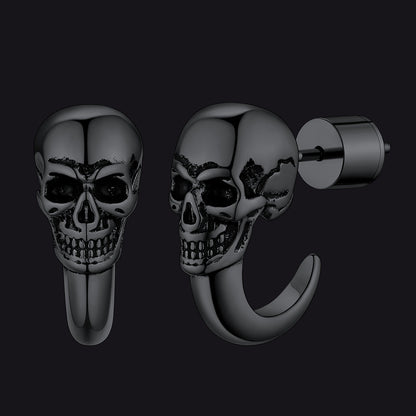 Gothic Skull Huggie Half-circle Stud Earrings Jewelry for