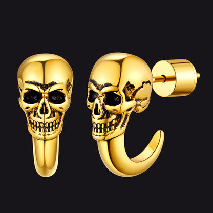Gothic Skull Huggie Half-circle Stud Earrings Jewelry for
