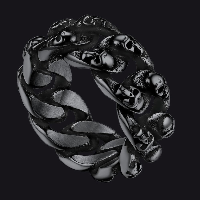 Gothic Chunky Chain Skull Ring for 10mm