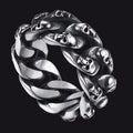 Gothic Chunky Chain Skull Ring for 10mm