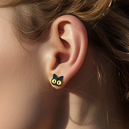 Black Cat Stud Earring for Halloween Gift